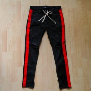 Hyper Denim Black Red Track Zipper Jean sz 34